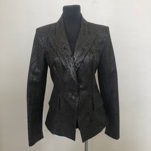 Gun Metal Fitted Textured Blazer